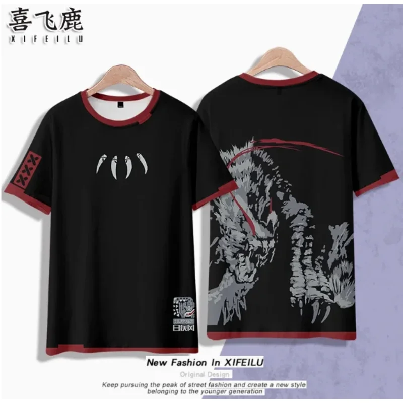 

Anime MONSTER HUNTERS X Silverwind Nargacuga Short Sleeve T-shirt Summer Cosplay Costume Casual Student Loose Tops