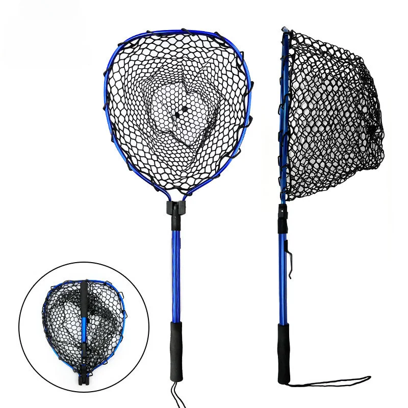 Fishing Tool Kit Durable Silicone Mesh Fishing Net Muti-Function Catch and Release Lightweight Portable Landing Net with Handle