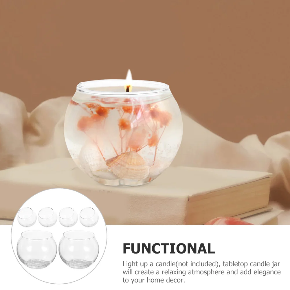 

6Pcs Clear Glass Container Ideal for Aromatherapy Wax Storage DIY Craft Jars Home Decor Transparent Holder