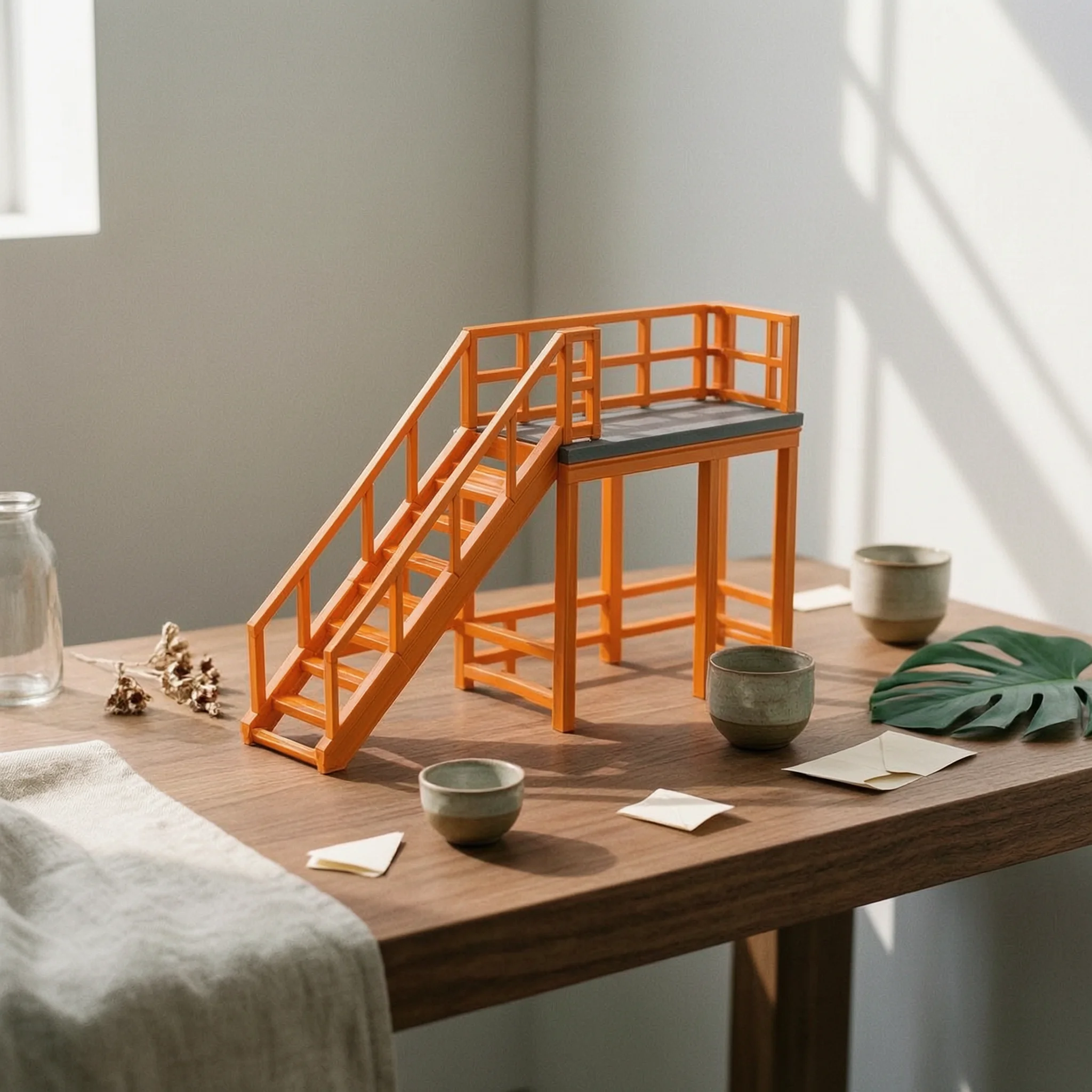 

Double-Deck Rail Maintenance Platform Plastic Railway Repair Trestle for Model Scene