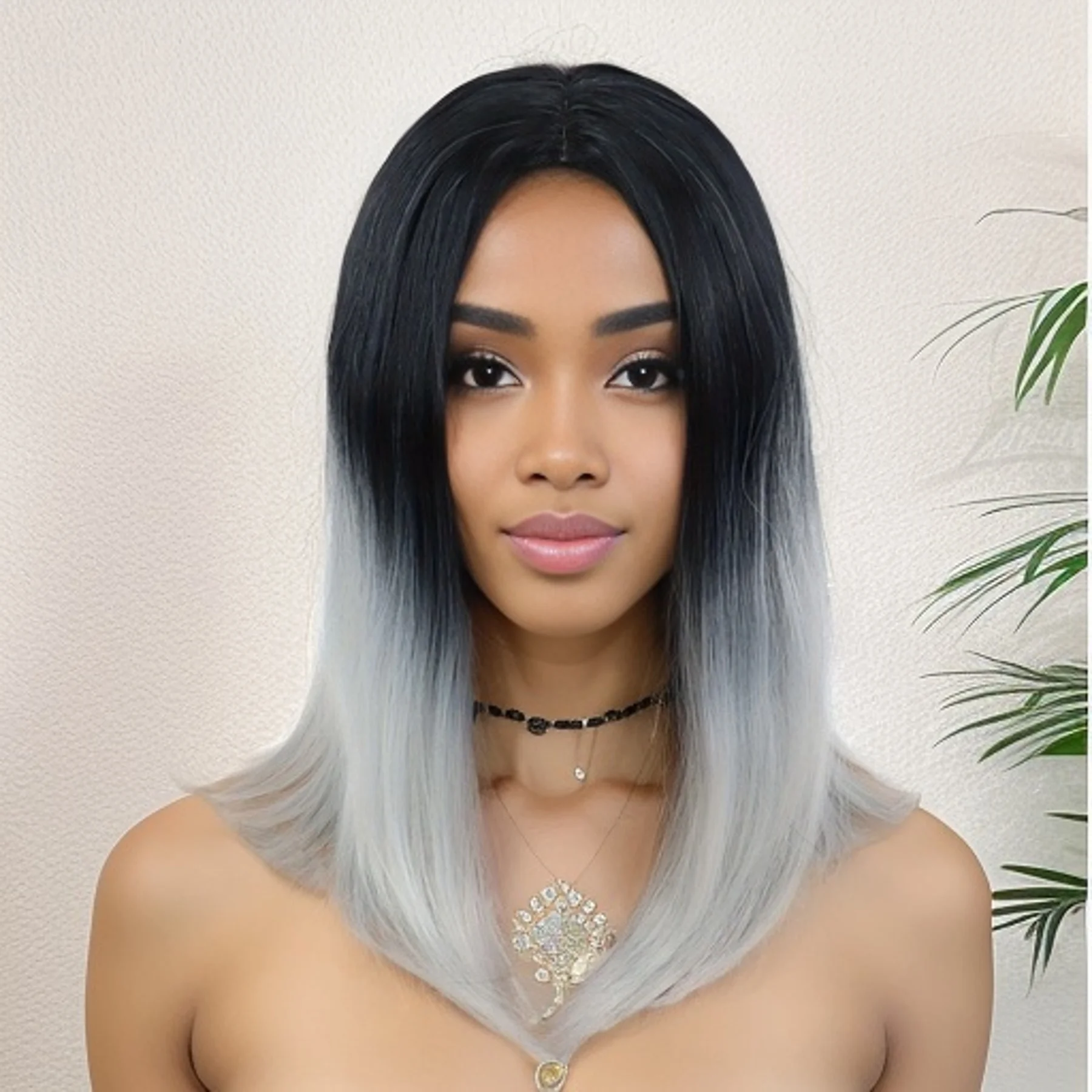 Синтетические волосы Ombre Серый Темный корень Поддельный парик на голове 14-дюймовые длинные волнистые парики для женщин и девочек Термостойкие Хэллоуин Косплей