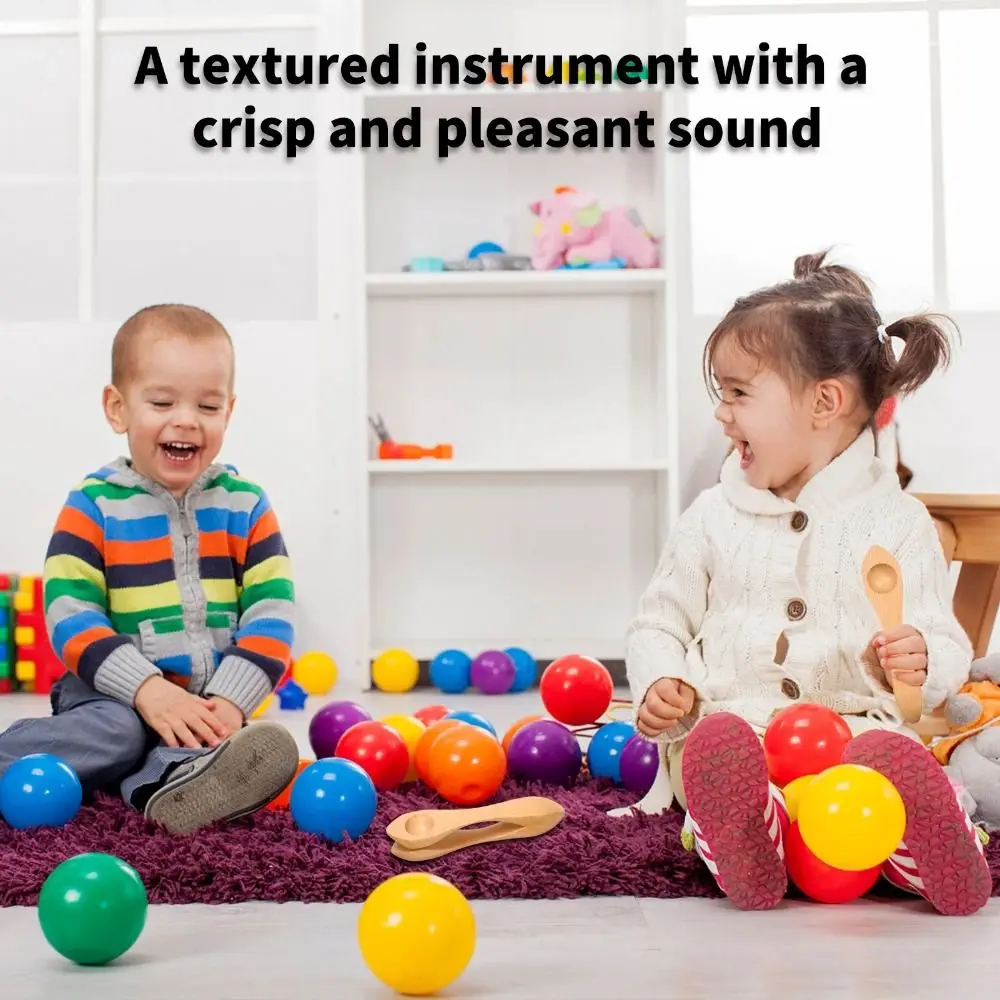 Easy Operate Wood Musical Spoon Orff Style Spoon Shape Percussion Tool Rhythm Beater Rhythm Instrument Early Education