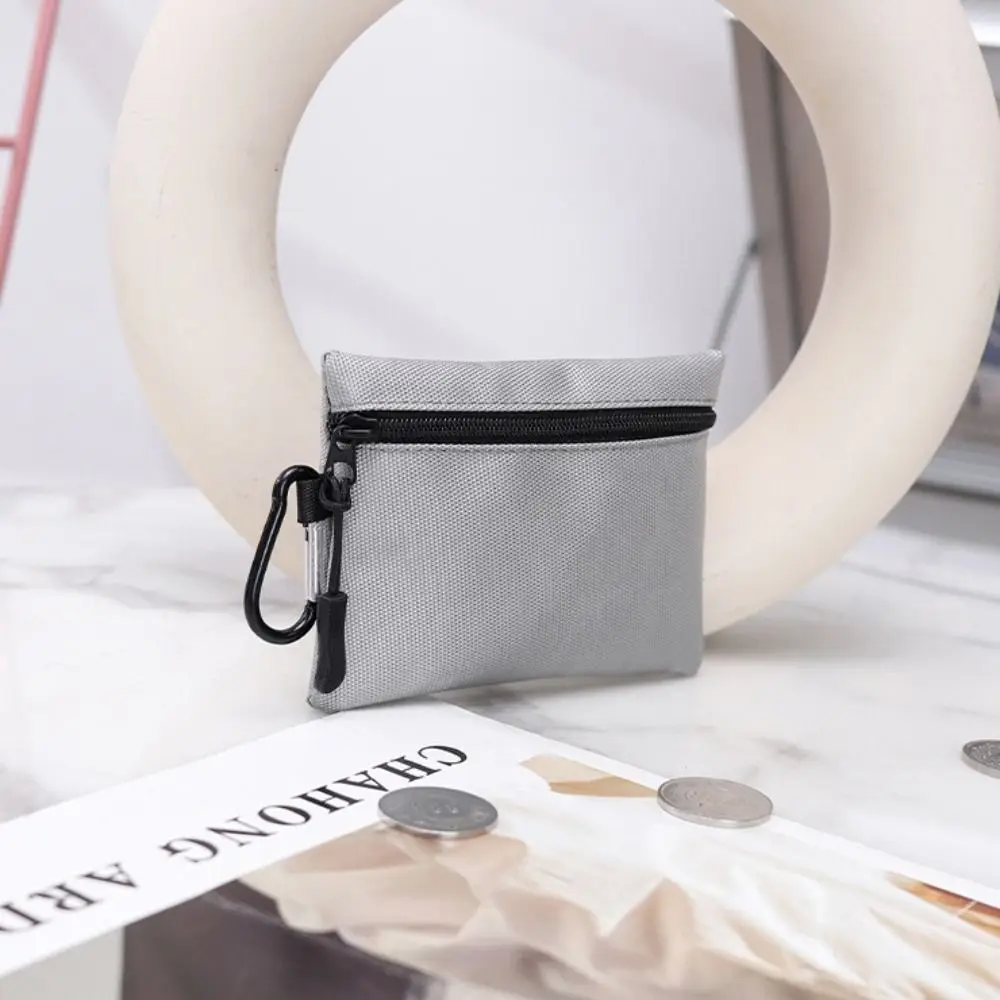 Casual Canvas Coin Purse Solid Color Ultra Light Key Pouch Mini Size Zipper Card Bag Wallet Use