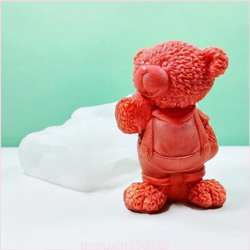 57QA Bear Mold for DIY Decoration Making Soap 3D Stereo Standing Bear Mold