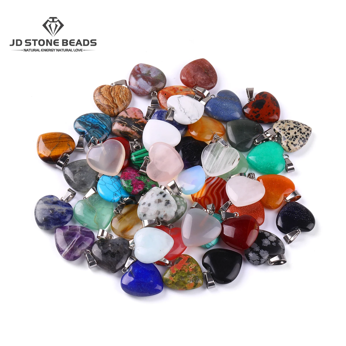 5 Pcs/lot Natural Stone Crystal Heart Pendants 20mm Fashion Charms Healing Stones for Jewelry Making Diy Necklace Accessory