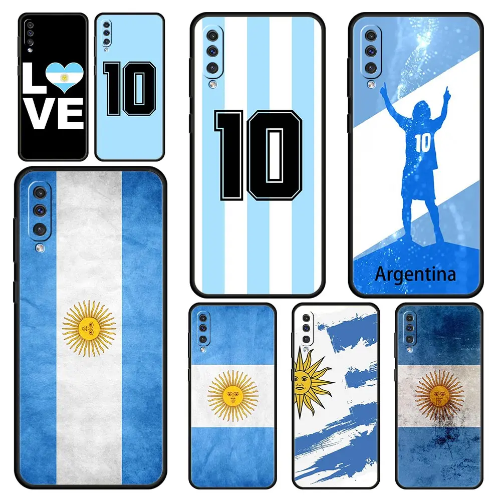 Argentina Flag Soccer 10 Phone Case For Samsung Galaxy A52 A50 A70 A10 A30 A40 A20S A20E A02S A12 A22 A72 A32 5G A04s Soft Cover