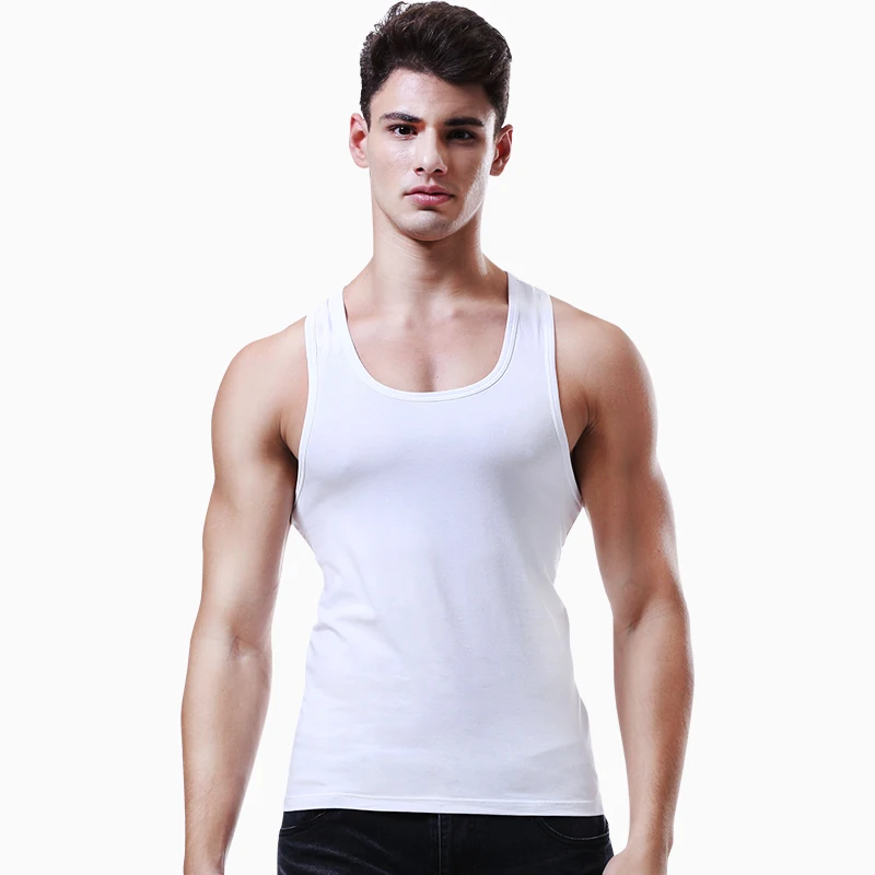 2 قطعة الرجال بلا أكمام تي شيرت الرجال سترة العرق ماصة سترة القطن الرياضة اللياقة البدنية الراحة تمتد أكمام تي شيرت I-شكل #6