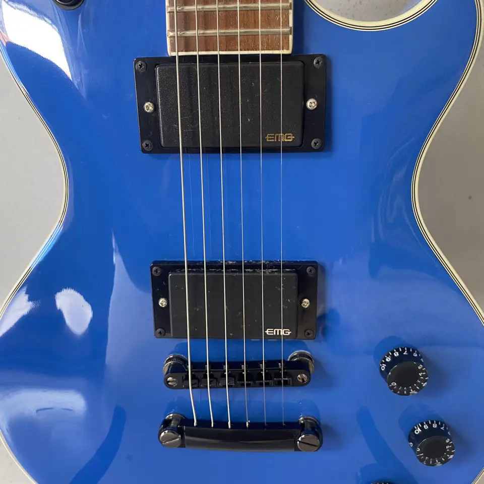 LP Electric Guitar 39 Inch 6 String 22 Frets mahogany Bodyblue Electric Guitar Guitarra With case & Accessories free shippg