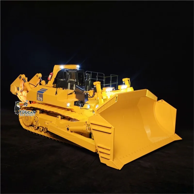 1/14 Metal JDMODEL 575 RTR Hydraulic RC Bulldozer Smoking Huge Dozer Heavy Machine X14 Radio Control Trucks Cars Sound Light Toy
