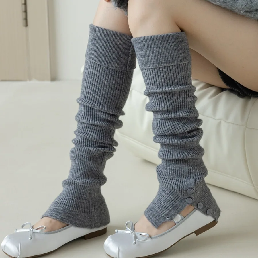 New Women's Wool Leg Warmers Knee High Slouchy Ballet Socks with Button Detail for Dance Yoga Fitness Fall Winter Solid Color​