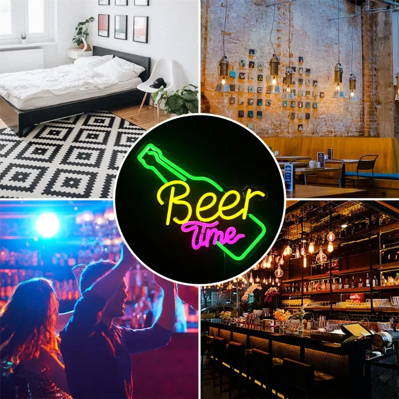 USB Powered Beer Time Led Neon Sign Shop Bar Restaurant Hotel Party Decorative Light Neon Bedroom Wall Kitchen  Decor Night Ligh