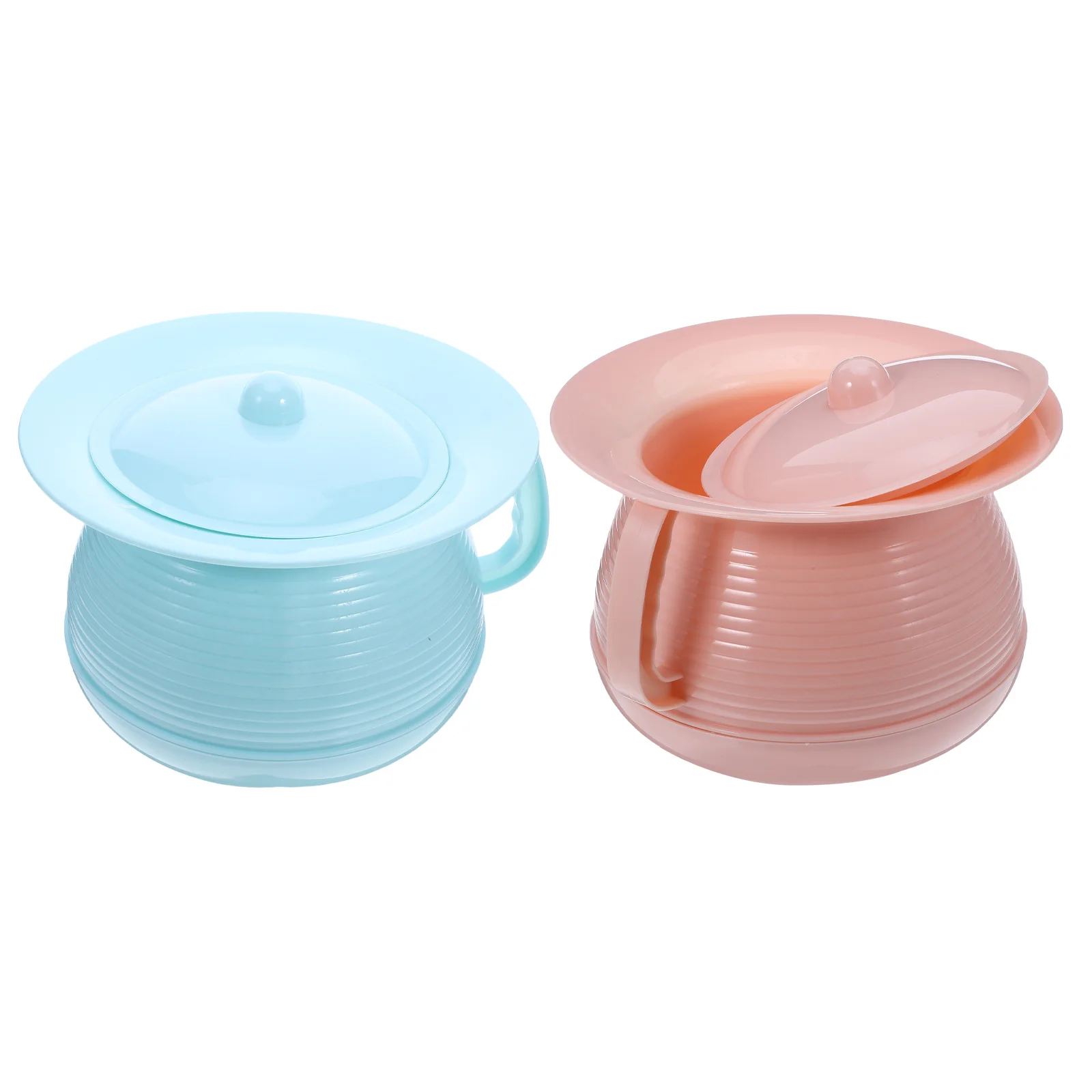 2 قطعة قعادة المحمولة زجاجة مبولة وعاء الغرفة مع مقبض غطاء للأطفال النساء الرجال السفر التخييم المرحاض الكبار مرحاض محمول #1