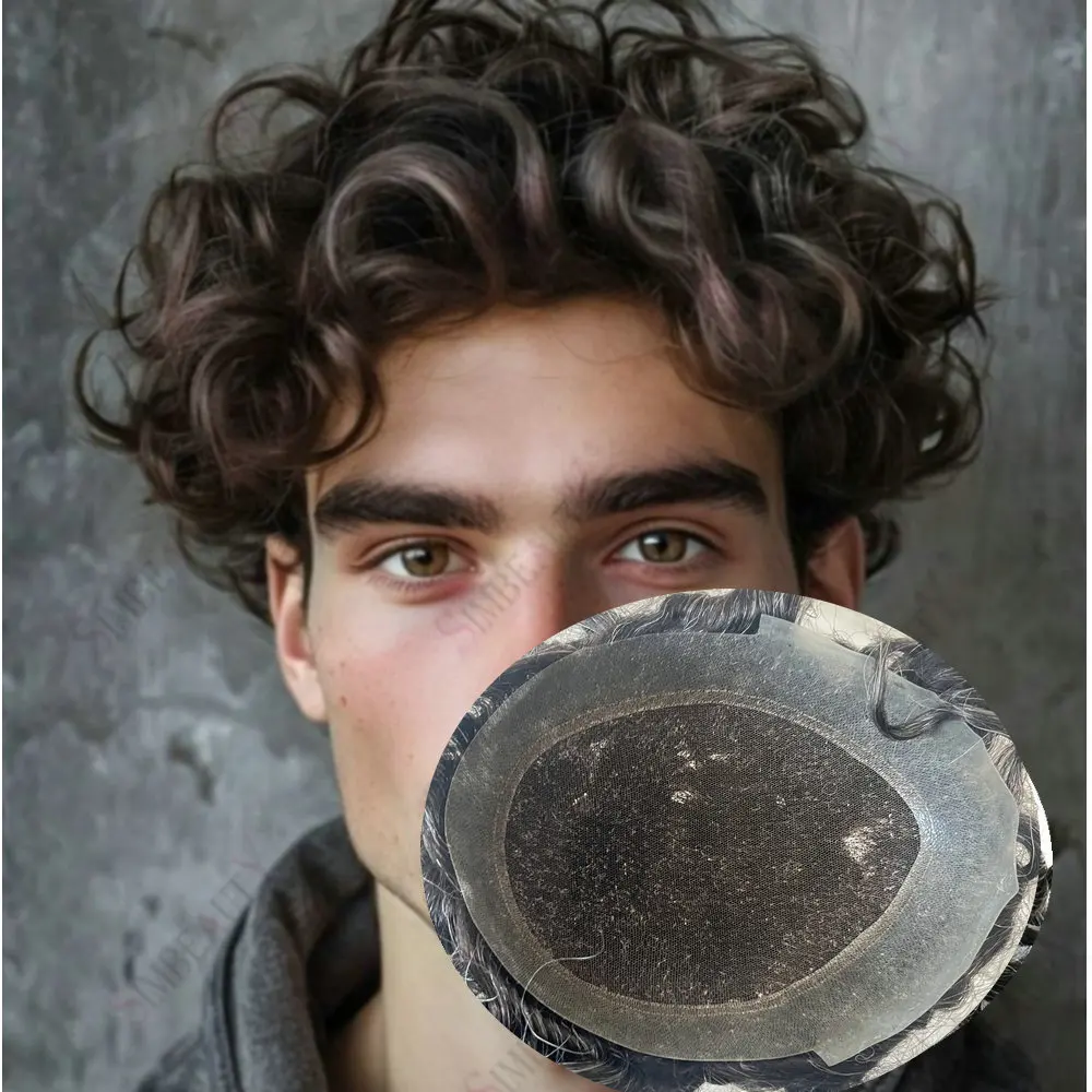 

Мужской парик-система замещения волос 28 мм, кудрявые волосы, швейцарская сетка, основа из полиуретана, натуральные волосы, оттенок 1b30 серый/черный, для мужчин, при выпадении волос