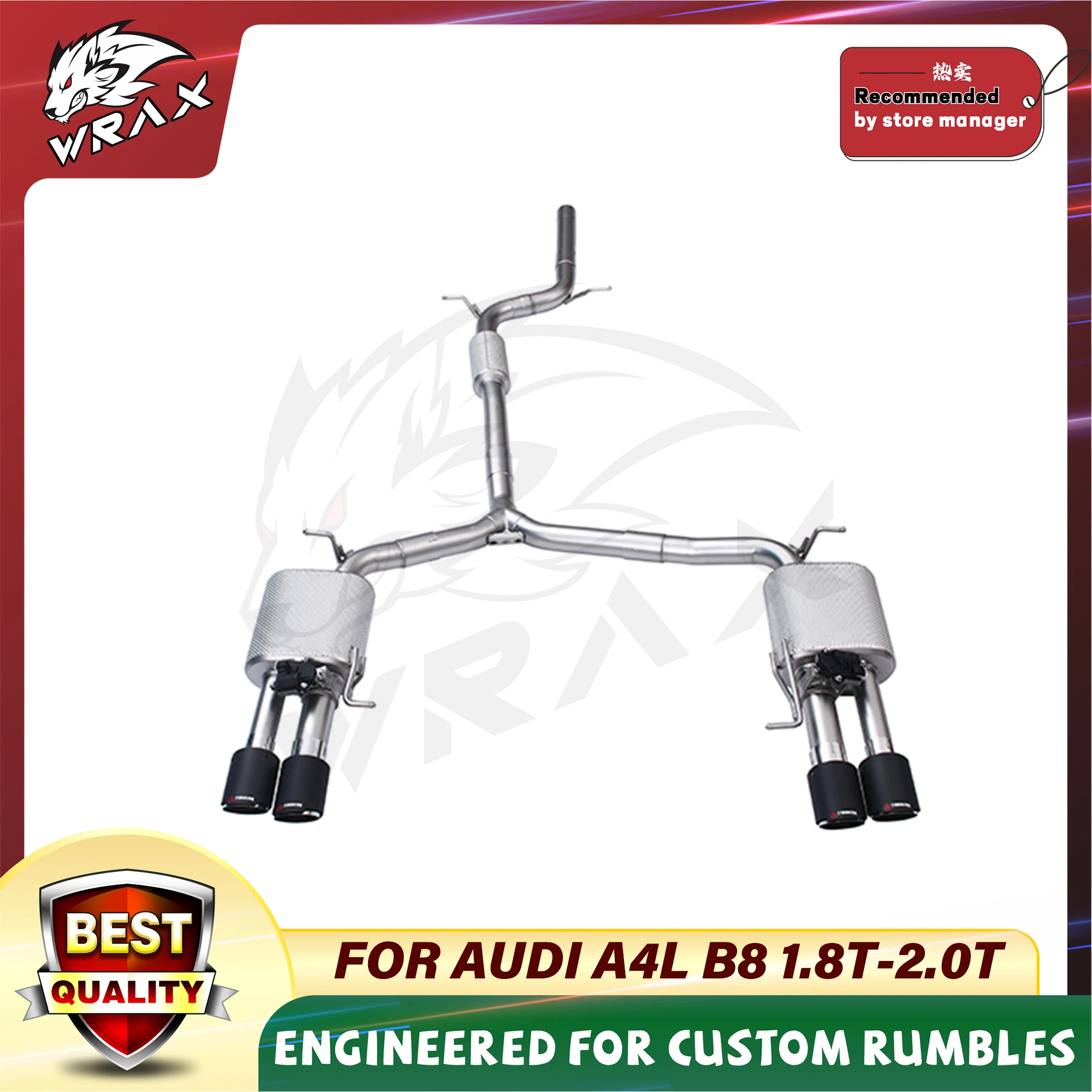 

WRAX Exhaust For Audi A4 B8 B8.5 B9 1.4T 1.8T 2.0T Stainless Steel Cat Back High Performance Exhaust Pipe