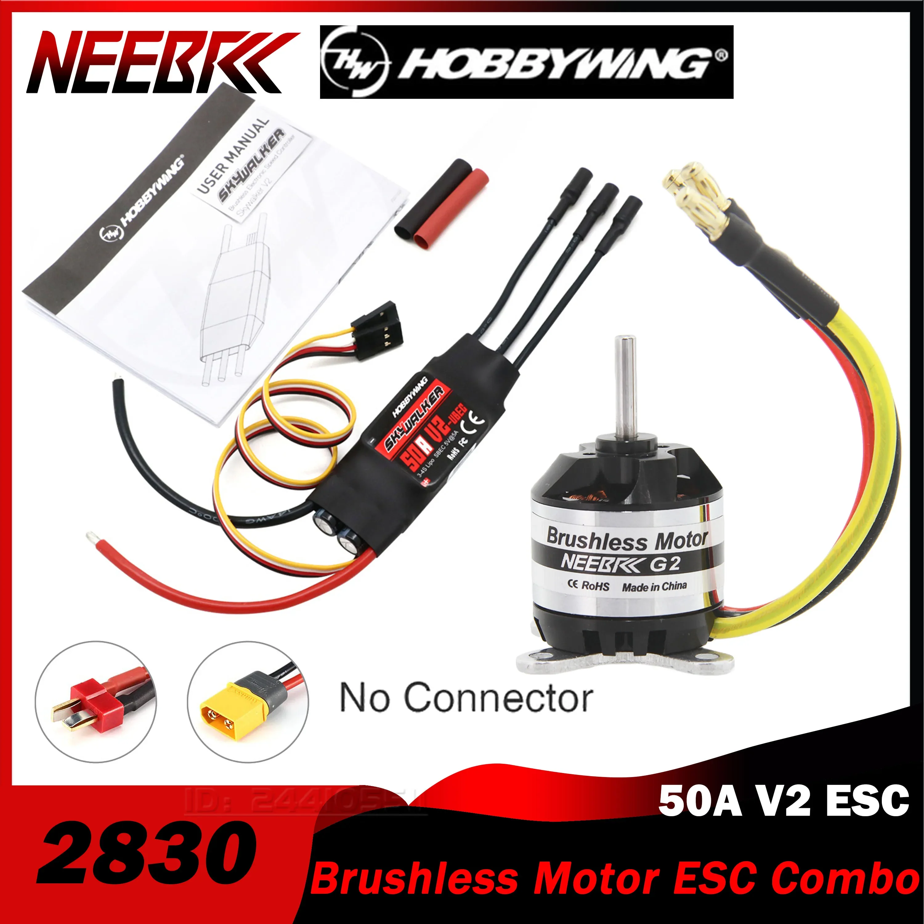 NEEBRC 2830 Outrunner Brushless Motor 50A V2 ESC Combo 850KV 1000KV 1300KV 2-4S for RC Multicopter Racing Drone Plane Fixed-wing