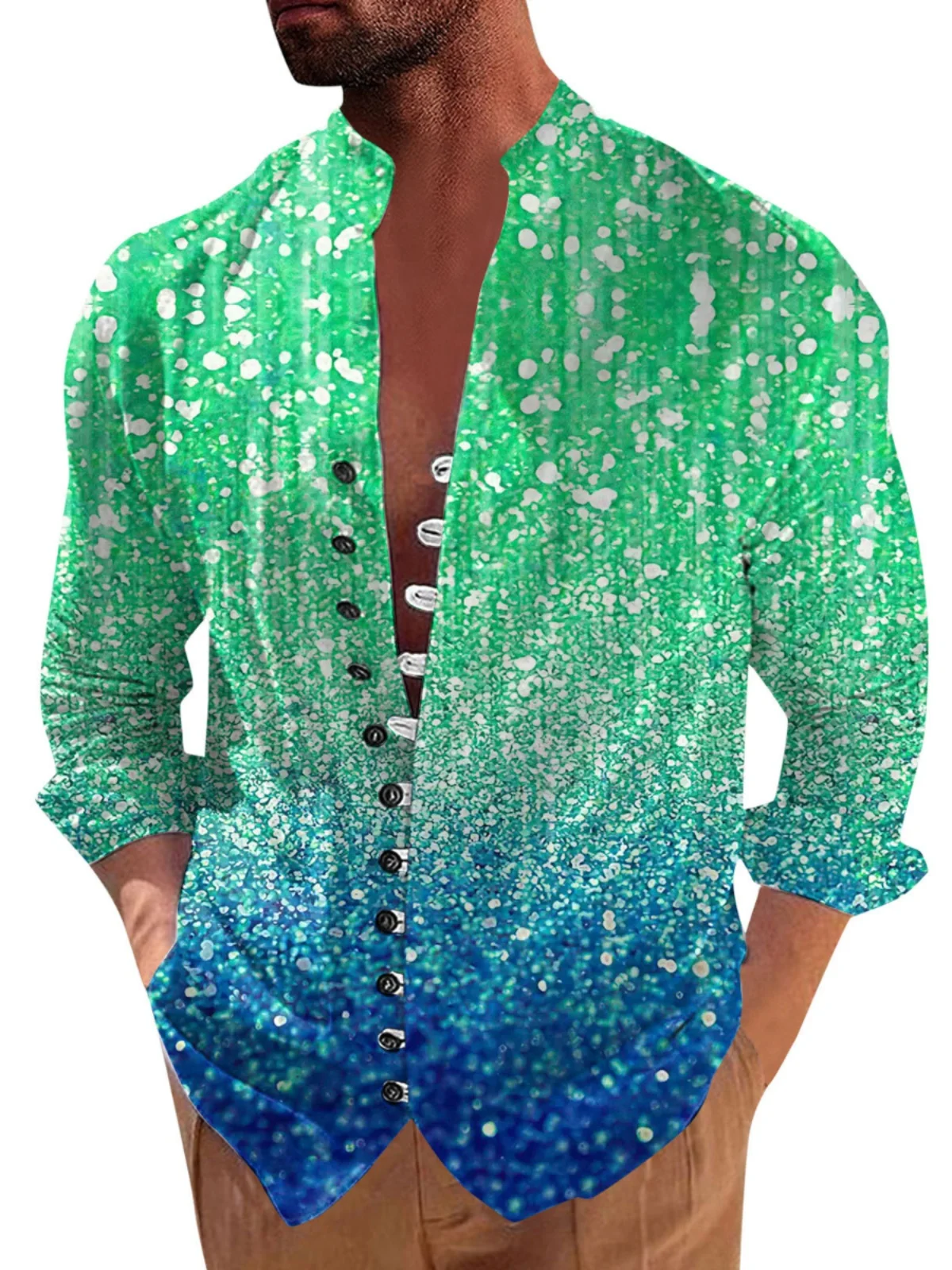 

Мужская длинная све irt adient с воротником-стойкой, молодежная мода, облегающая осенняя одежда, повседневная удобная одежда из другого материала