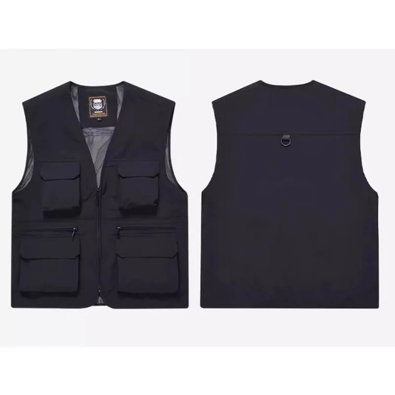 Autumn and winter new vintage waistcoat fashion brand casual vest men wear a solid color coat outdoor loose fishing clip