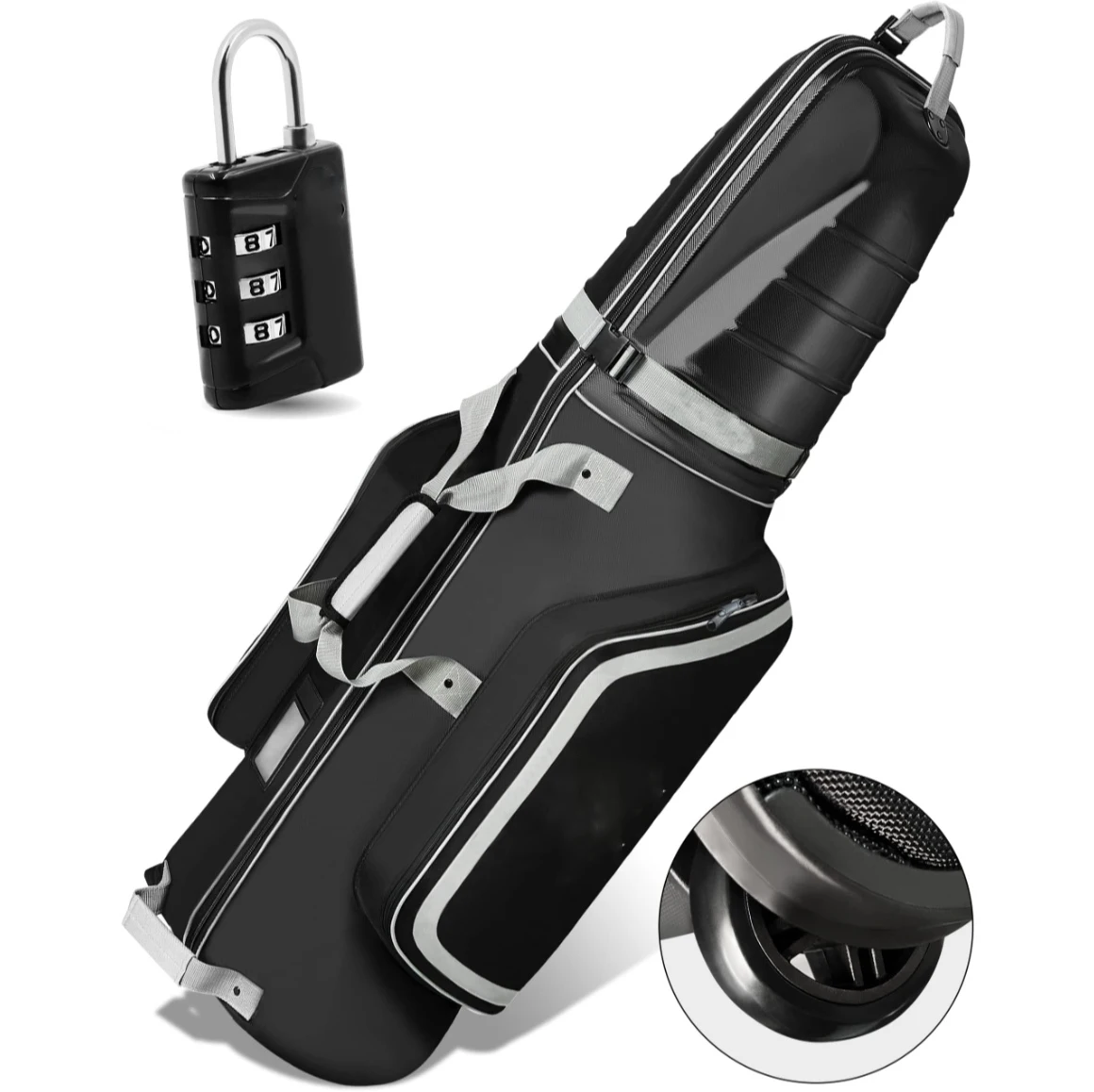 

custom golf tour bag ABS top waterproof high capacity golf travel bag with wheels portable