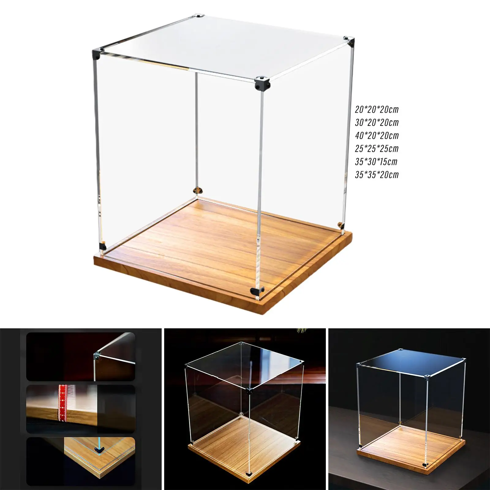 Clear Display Case Decoration Stable Dustproof Durable Acrylic Showcase for Bookshelf Bedroom Office Collectibles Countertop