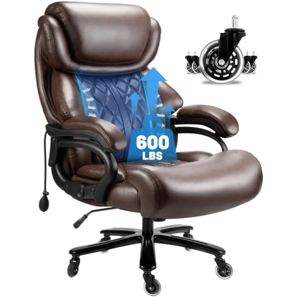 

Big and Tall Office Chair 600lbs- High Back Executive Computer Chair for Heavy People with Adjustable Lumbar Support and Quiet W