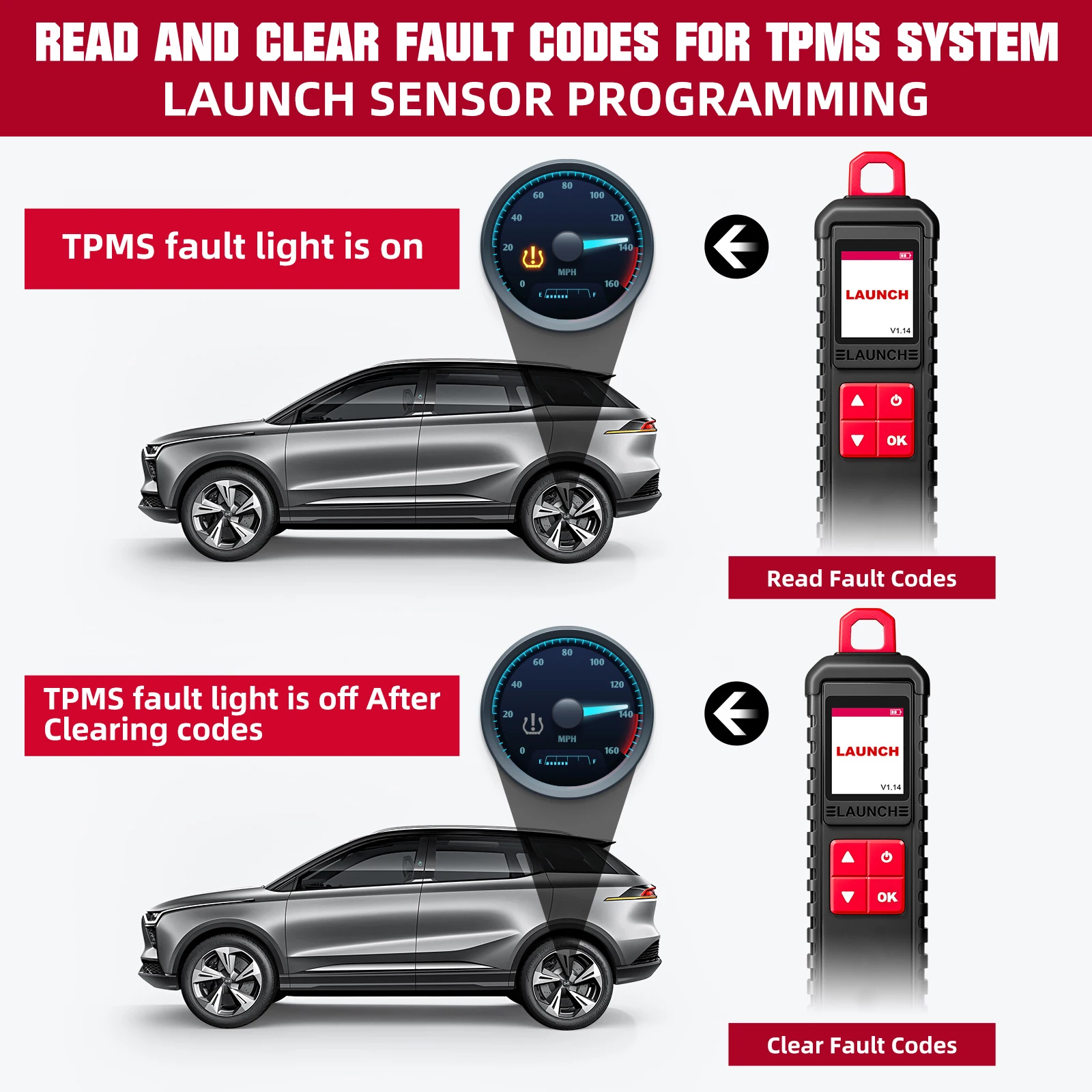 LAUNCH X431 I-TPMS Car Tire Pressure Inspection Tool sensor activate Relearn program works for Android Phone X431 PRO V/PRO3S+ view 3