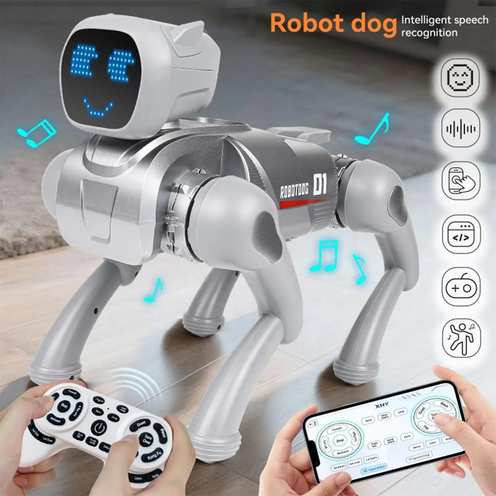 Chien robot interactif à commande vocale, jouets éducatifs, marche intelligente, animaux de compagnie pour enfants filles, voyage à domicile en intérieur