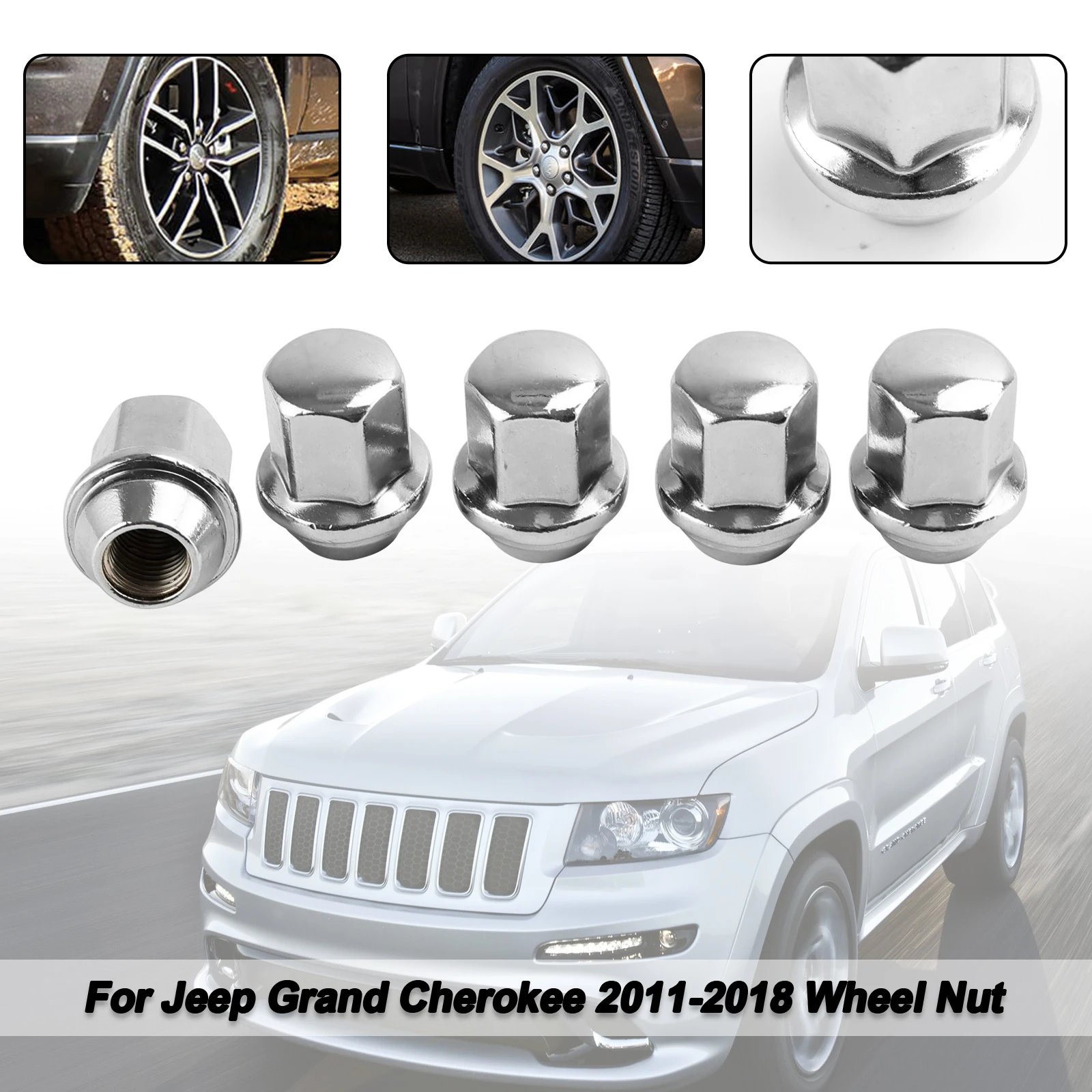 5PCS Lug Nuts Fit for Ram 1500 Fit for Jeep Grand Cherokee Wrangler 2012-2018 14x1.5 06509422AA 6509422AA