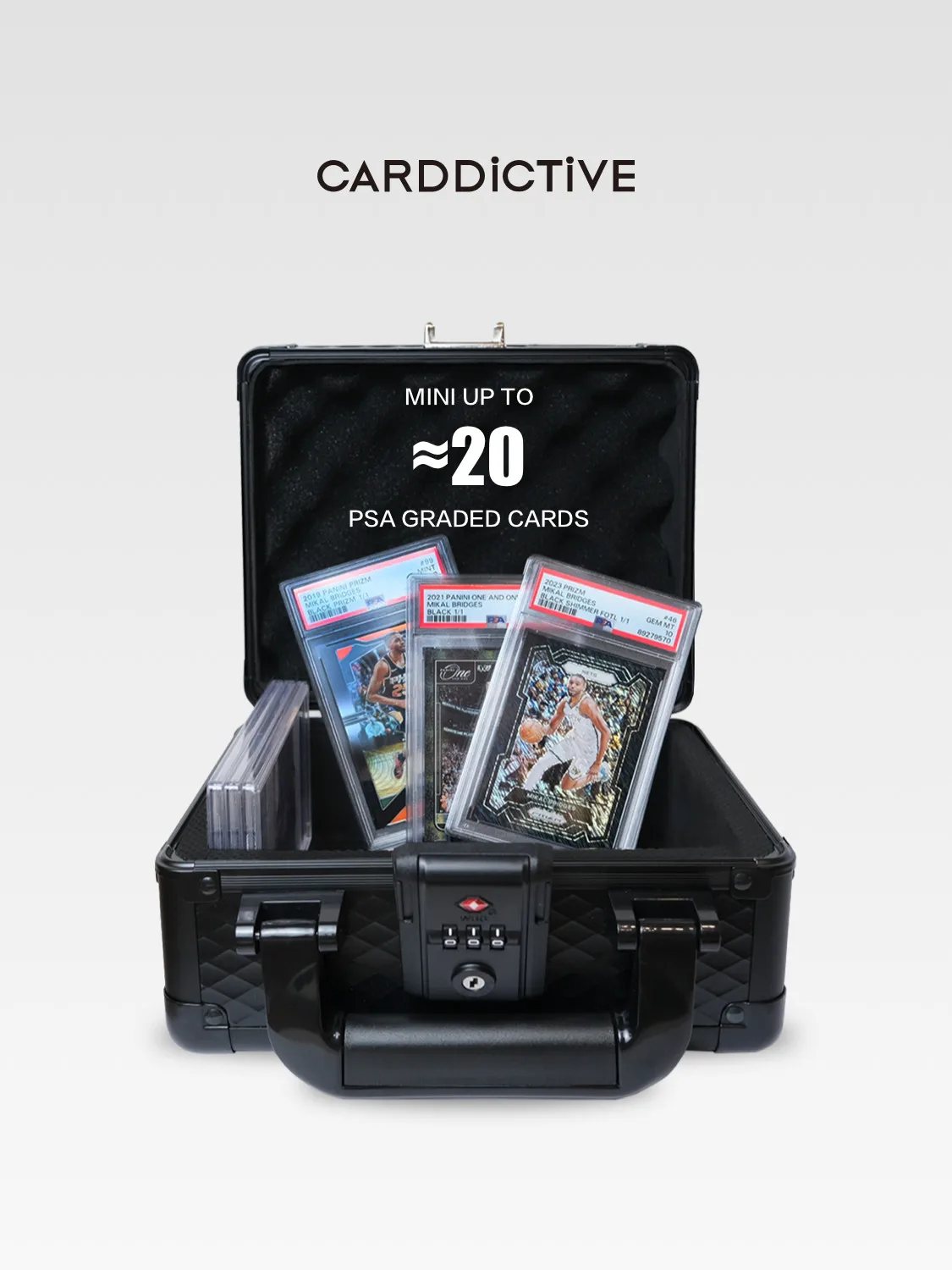 Compact PSA-Grade Card Holder for Kaka Brick Preservation • Mini Display Case in Vibrant Blue Edgeless Finish • Sleek Black Crys