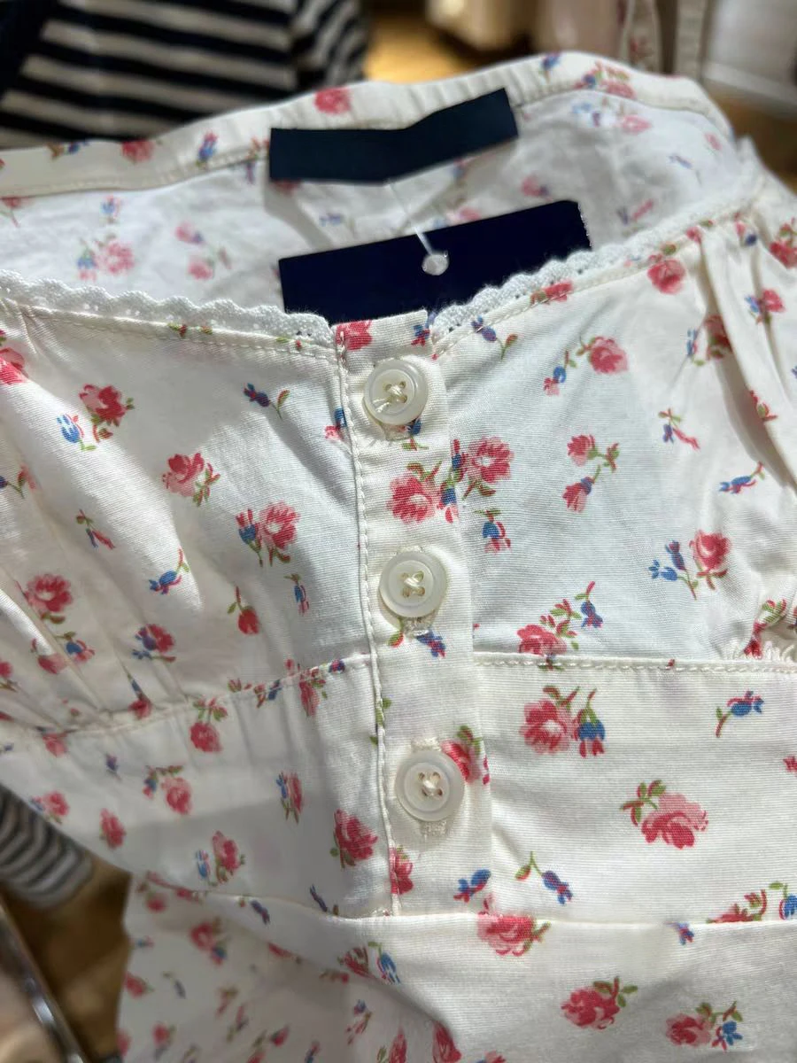 Minivestido camisero rojo con encaje Floral para mujer, vestido corto de verano con tres botones en la espalda con cordones y cintura elástica, Vestidos cortos de algodón