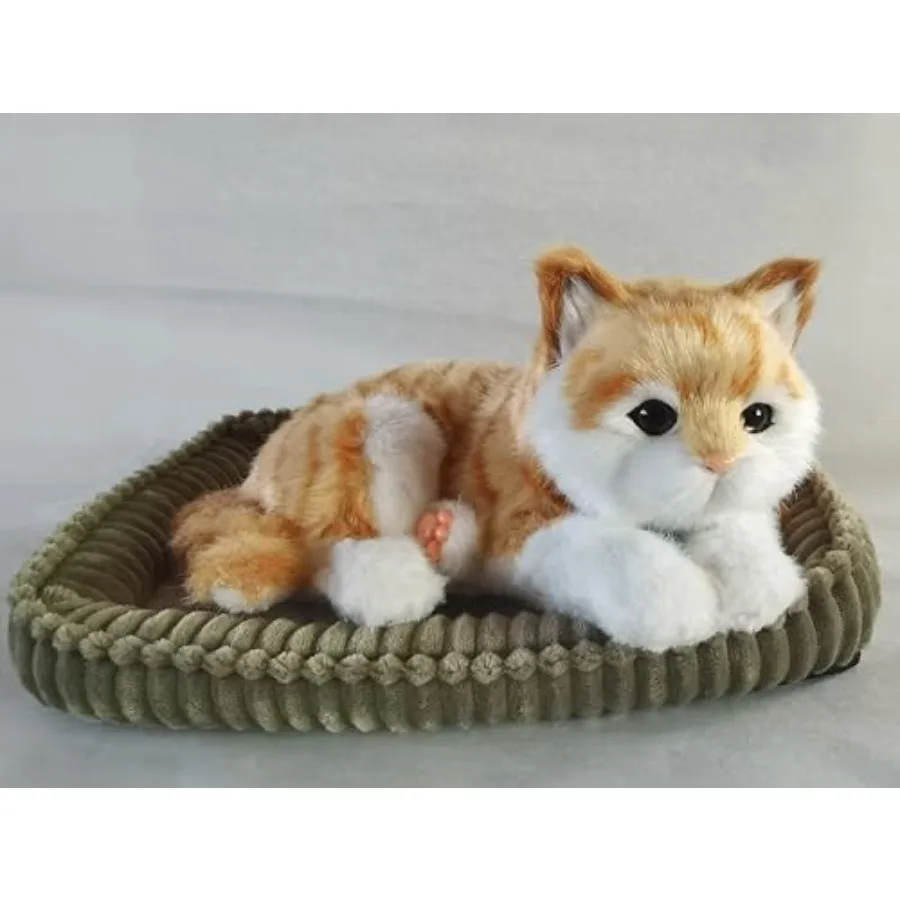 Orange Tabby Cat Realistic Lifelike Stuffed Interactive Pet Toy Companion Pet Kitten with 100% Handcrafted Synthetic Fur