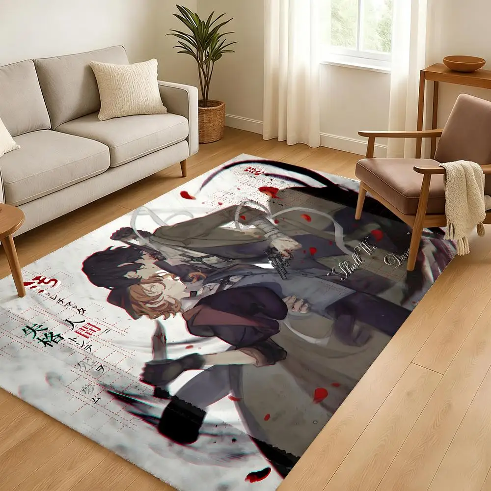 Bungo Stray Dogs Anime Floor Mat Soft Thickened Absorbent Non-Slip Bedroom Living Room Door Mat Home Decor Flannel Rugs
