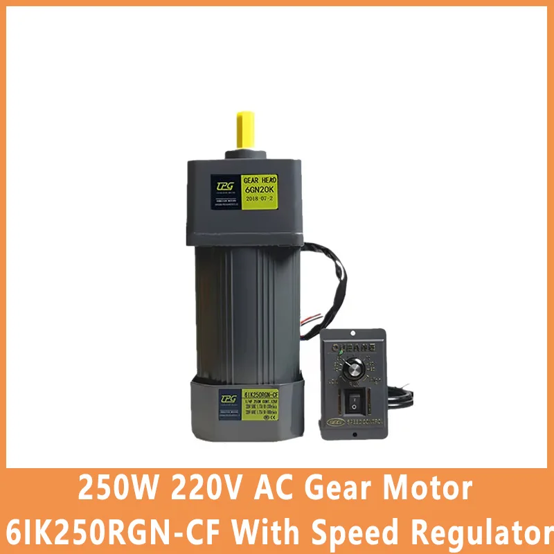 250W 220V AC Gear Motor With Speed Regulator Adjustable Speed Single Phase High Torque Asynchronous Motor 6IK250RGN-CF