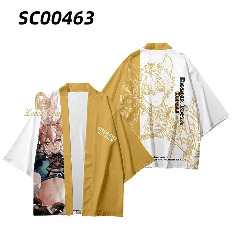 Anime Genshin Impact Kimono Cloak Sangonomiya Kokomi Raiden Shogun Cosplay Costumes Haori Kids Boys Cardigan Jacket Pajamas