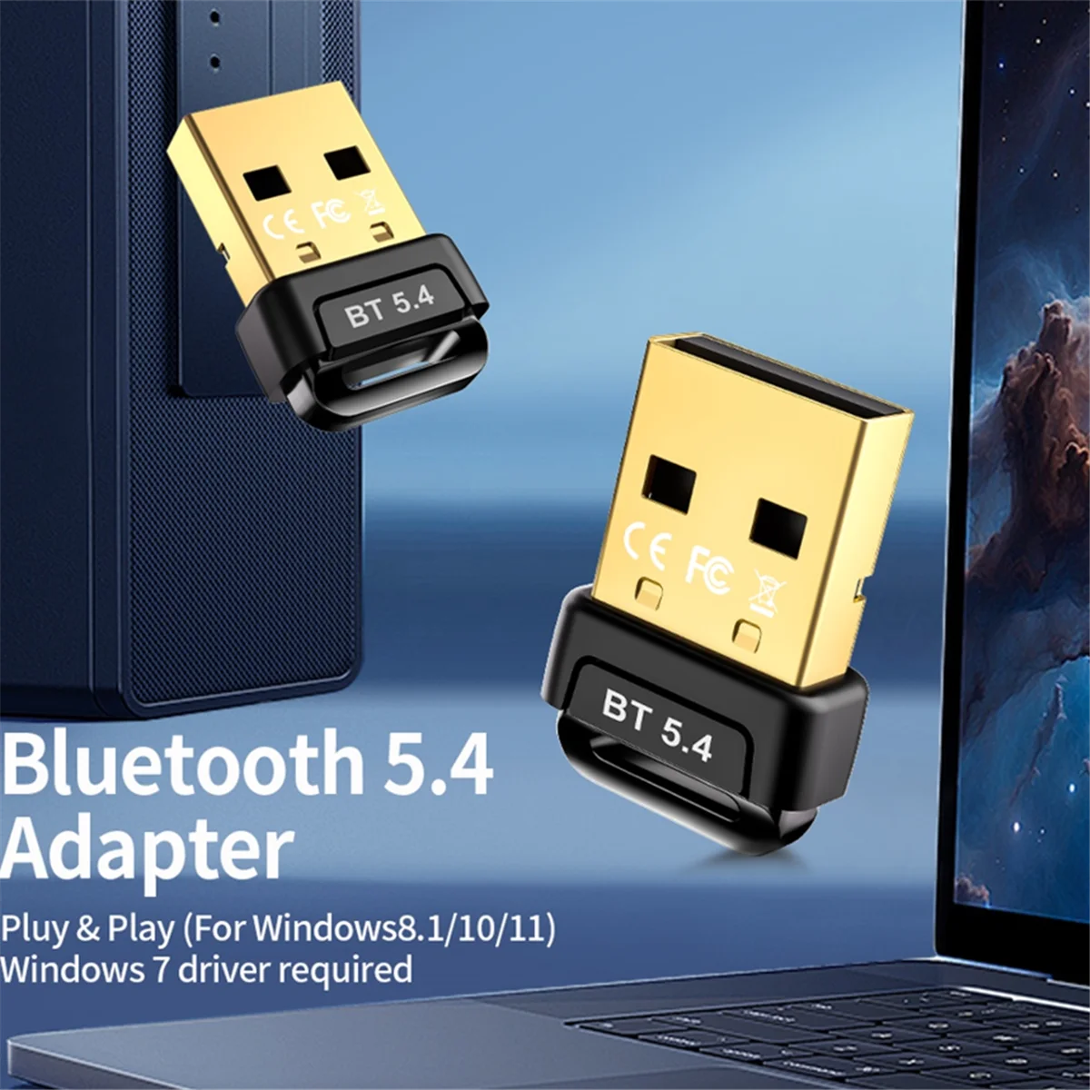 5.4 Bluetooth Adapter Driver-Free /BLE Low Latency Computer External USB Mini Bluetooth