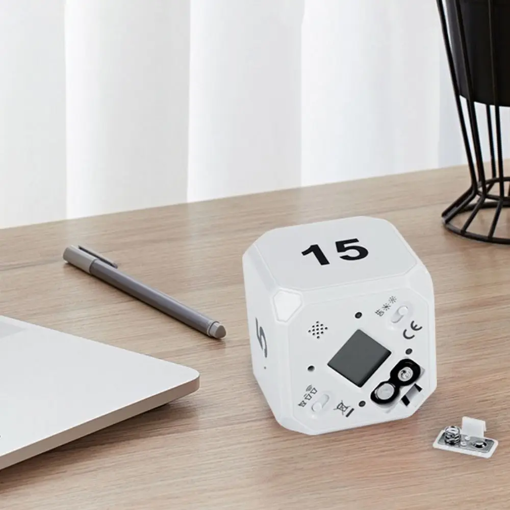 LED Display Cube Digital Timer Long Battery Life Gravity Sensor Cooking Countdown Timer Mini Flipping Preset Timer Study