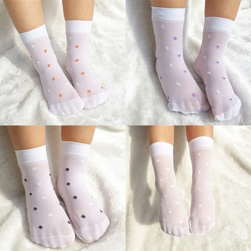 10 Pairs of Children's Short Socks Thin Socks for Girls Babies Students Middle-aged Children Solid Color Dotted Short Socks