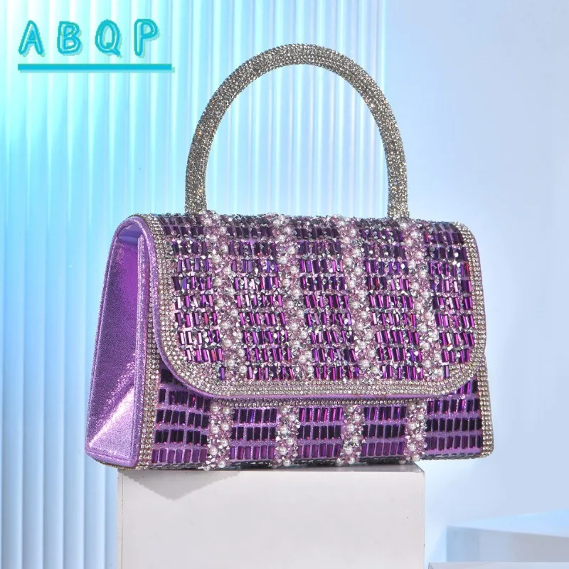 

Вечерняя сумка с бриллиантами, блестящая женская сумка для ужина, модная женская сумка через плечо от люксового бренда, инкрустированная бриллиантами