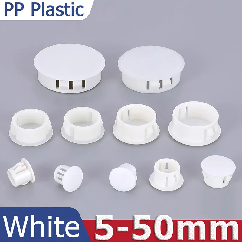 1/10/50pcs OD 5-50mm White Snap on Plastic Plugs for Profile Pipe Wall Cable Cover Screw Hole Covers Furniture Hole Desk Cap Cap