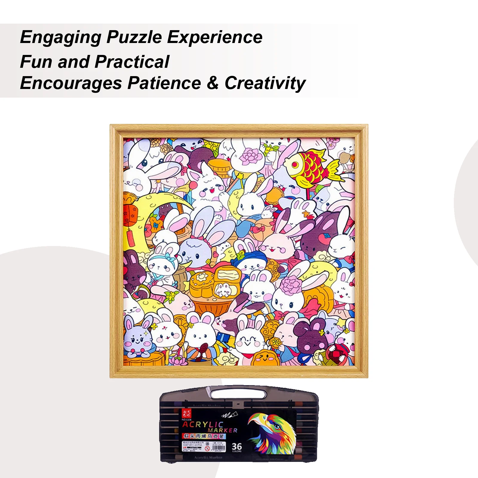 لعبة ألغاز إطار صورة أرنب حرفي مرسومة يدويًا تلوين ألعاب ألغاز للأطفال لعمر 6-12 سنة في مرحلة ما قبل المدرسة للأطفال والأولاد والبنات