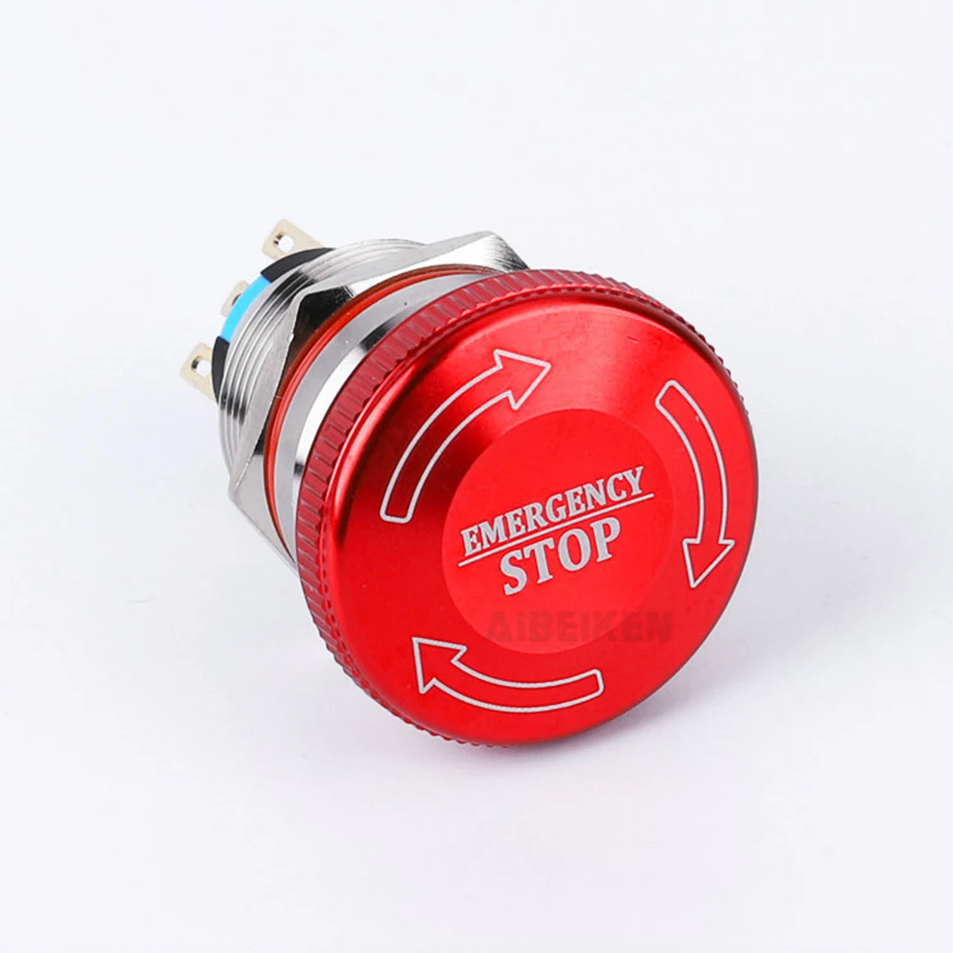 ABILKEEN 19/22MM Mushroom Head 1NO1NC/2NO2NC Emergency Stop Switch Latching Function Rotary Switch with 3Pin Terminal