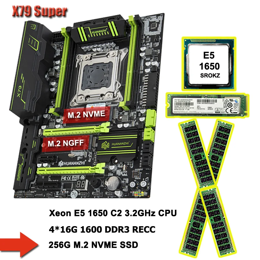 

Супер игровой компьютер HUANANZHI X79 LGA 2011 материнская плата с 256G M.2 NVMe SSD CPU Xeon E5 1650 C2 3,2 ГГц 4*16 Гб 64 Гб ОЗУ REG ECC