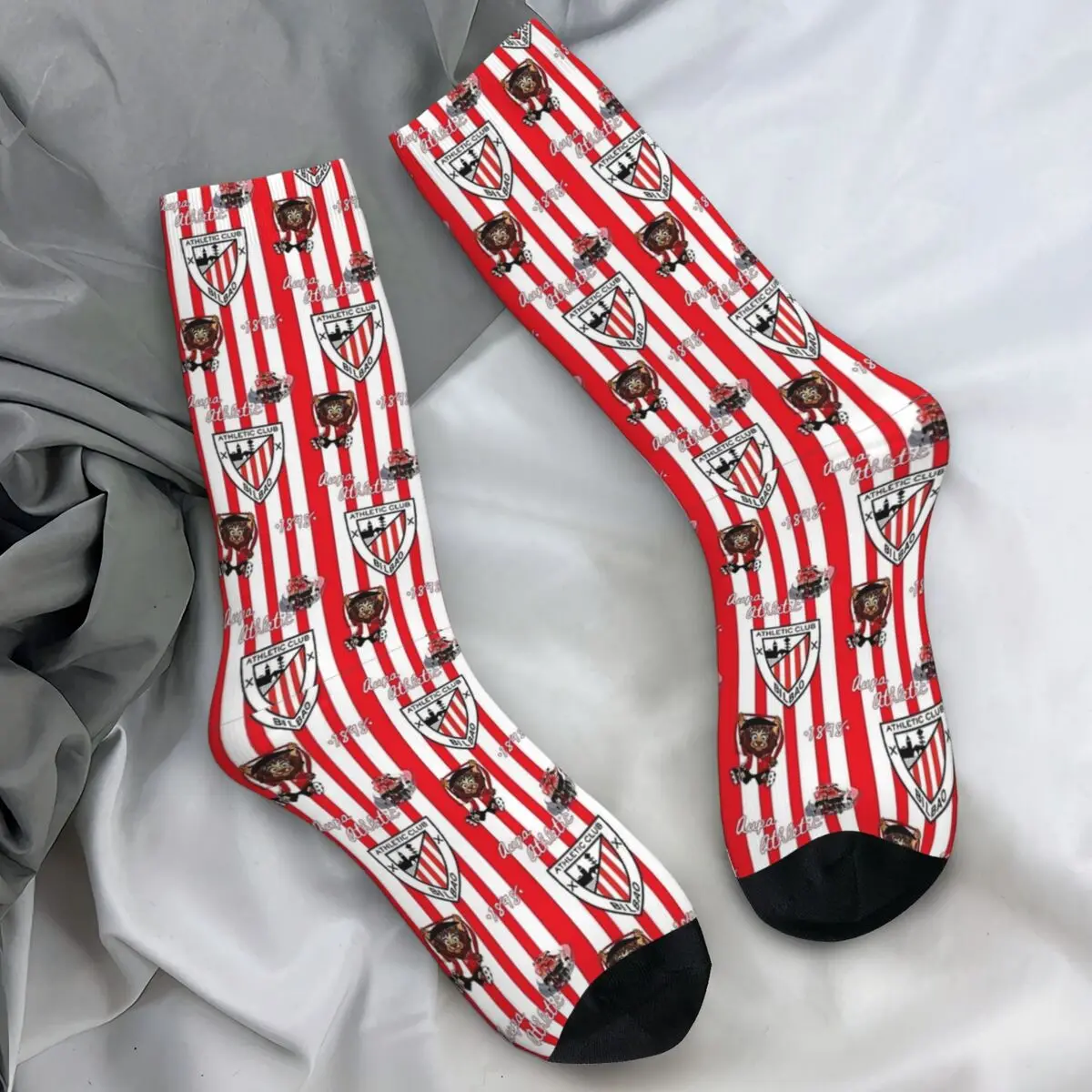 Мужские носки La Liga Athletics Bilbao Away Stockings Осенние повседневные мягкие носки с узором Спортивные противоскользящие носки для бега