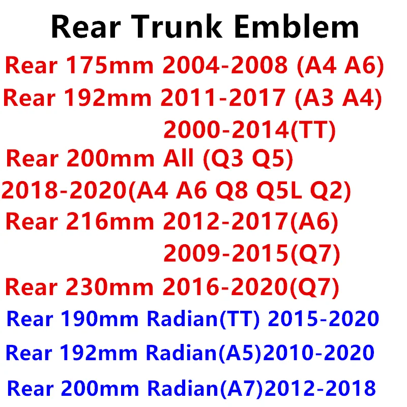 4 anéis abs 177mm 192mm 202mm 216mm 230mm emblema do porta-malas traseiro do carro logotipo adesivo decalque para audi a3 a4 a5 a6 a7 q2 q3 q5 q8 tt