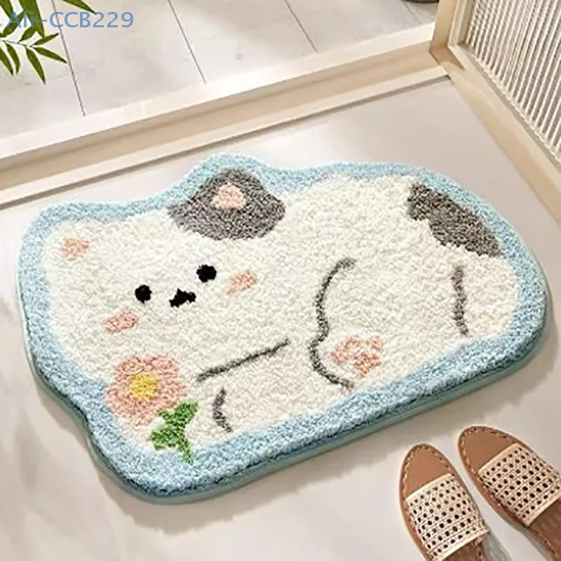 Cartoon Shaped Imitation Cashmere Entrance Mat, Household Bathroom And Kitchen Absorbent, Easy To Maintain, Non Slip Floor Mat