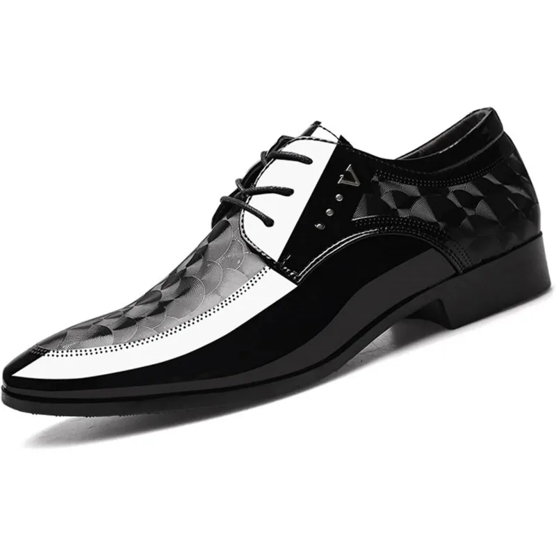 

Leather Dress Shoes Men's Oxford Shoes Moire PatternFormal Business Dress Shoe Lace Up Italy Modern Suit Tuxedo Shoes for Men