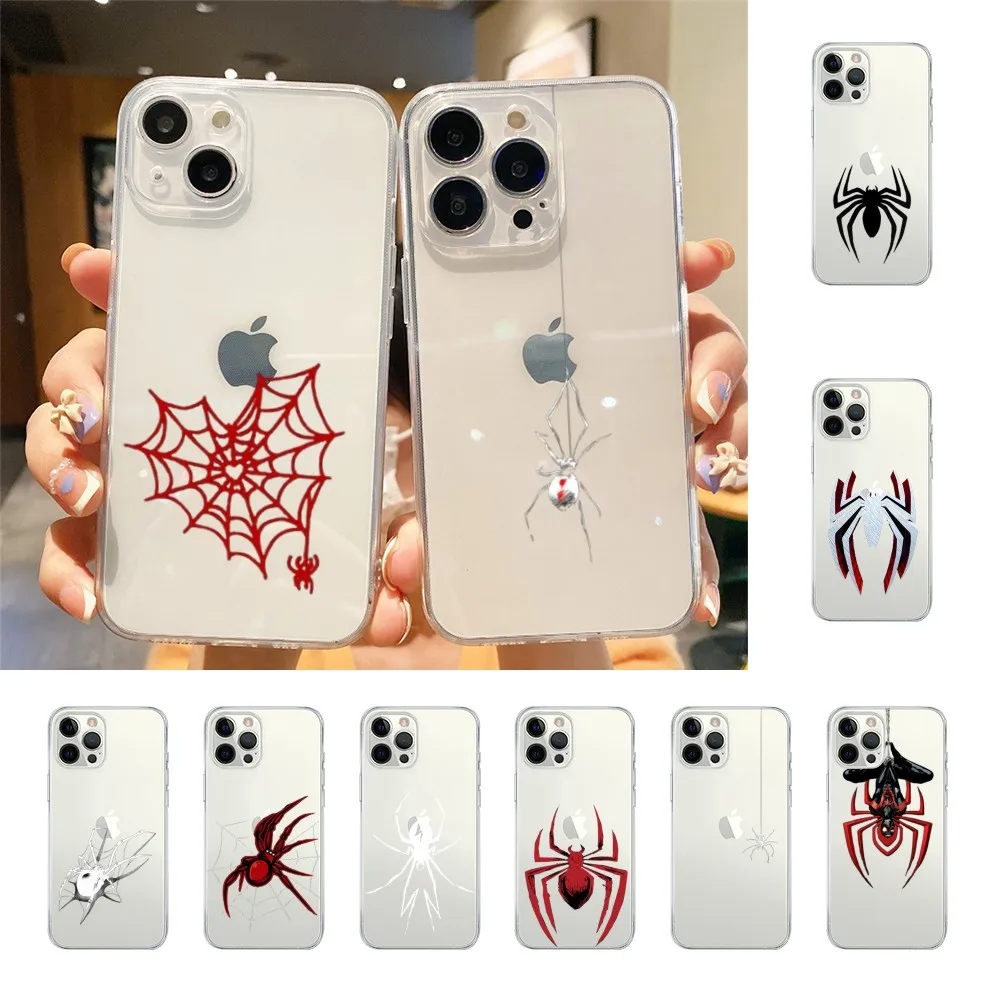 S-spider Phone Case For Iphone 15 11 13 14 Pro Max 7 8 Plus X Xr Xs Max Se2020 12mini Transparent Cover