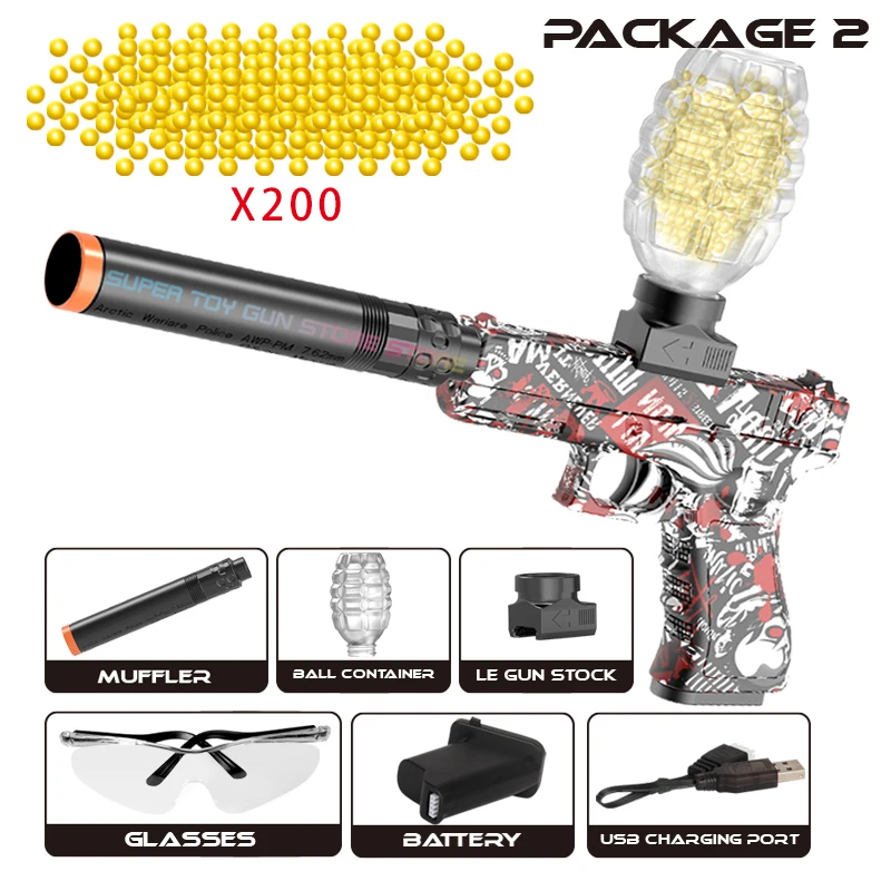 2026.G18.Pistola giocattolo elettrica Blaster con sfera in gel, ricaricabile ad alta velocità, divertimento estivo all'aria aperta, giochi per piscina/barbecue in famiglia