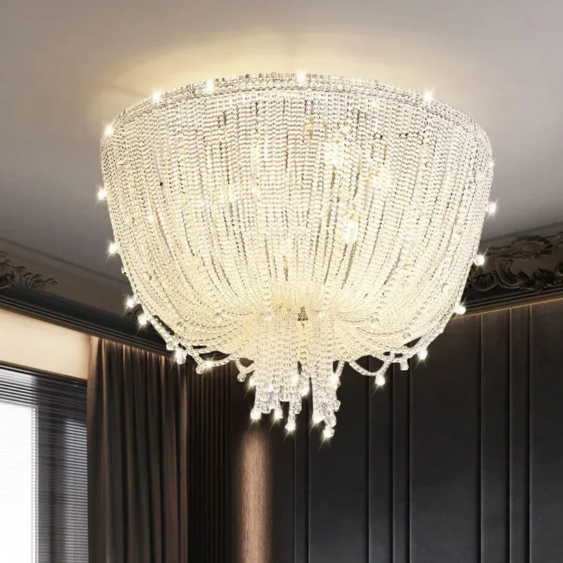 French tassel crystal ceiling lamp light luxury cream trench cloakroom living room bedroom entrance villa bed and breakfast
