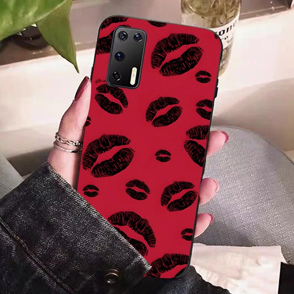 Hot Red Lip Print Phone Case For Huawei P 8 9 10 20 30 40 50 Pro Lite Psmart Honor 10 Lite 70 Mate 20lite