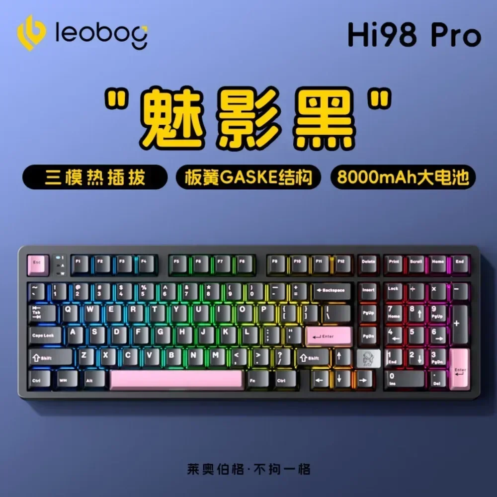 LEOBOG Hi98PRO Aluminum  Wireless Mechanical Keyboard 98 Layout 101 Keys Leaf Spring Gasket 3-ModeBT/2.4G/Type-c Wired Hot Swap